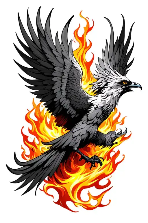 Pheonix Bird Spitting Fire Flames