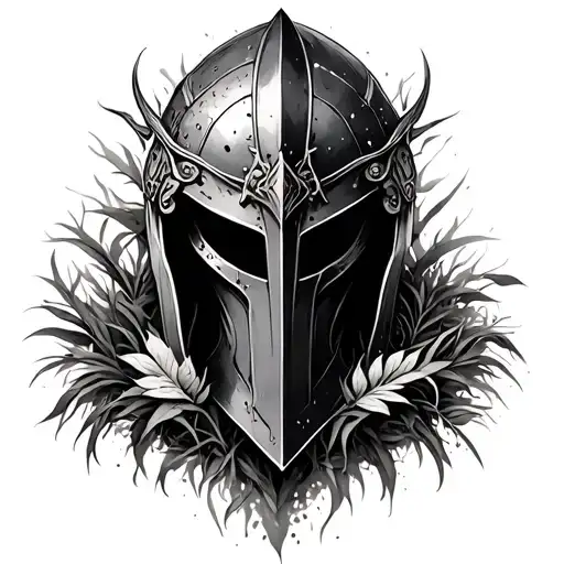 Overgrown Nature With Warrior Helmet