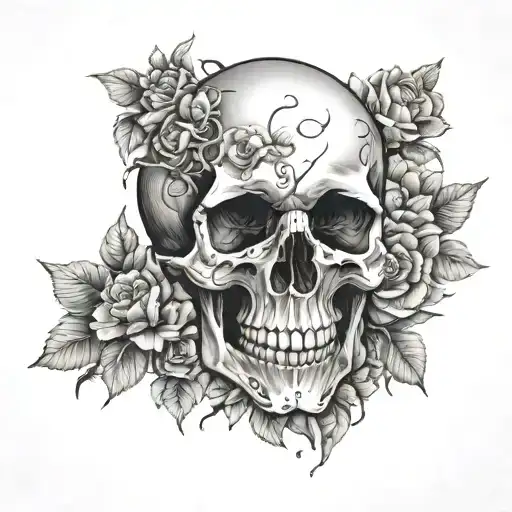 A Skull Surrounded By Vibrant Flowers