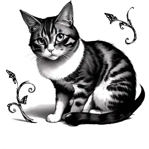 Demented Alice In Wonderland And Cheshir Cat Sitting