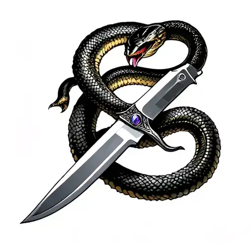 Rubys Knife From Supernatural With A Snake Wrapped Around The Blade On A Women's Upper Thigh