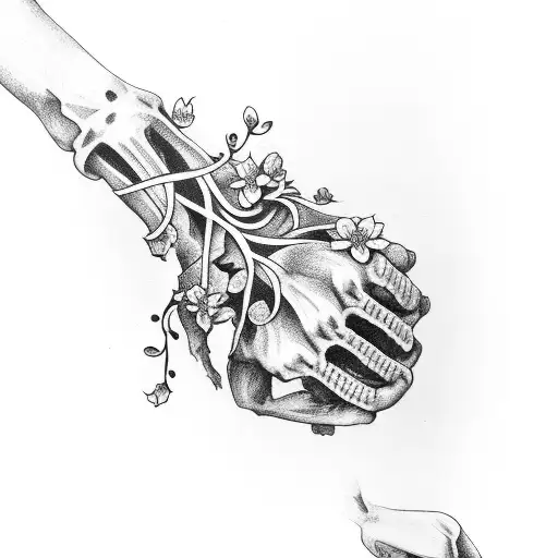 Skeleton Hand With Flowers And Vines