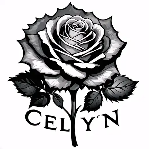 Rose With The Word Celyn In It With The Armor