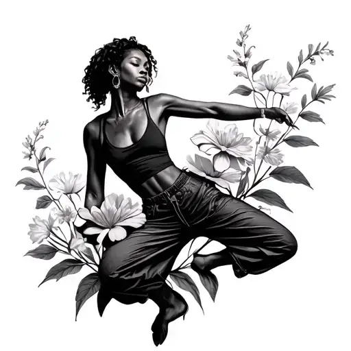 Dance Pose Hip Hop And Flower Growing