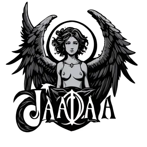 Black Angelic Angel With A Strenght Sign And Leo Symbol Name Is Jada
