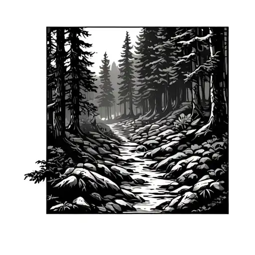 Trail Winding Through A Forest In Square