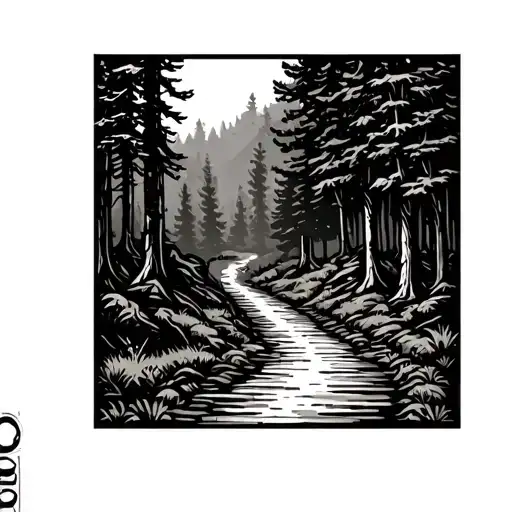 Road Winding Through A Forest In Square