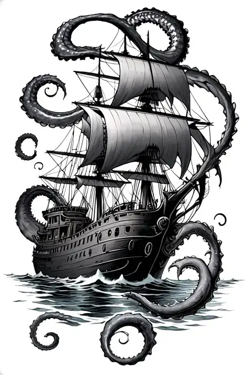 Kraken Attacking Ship