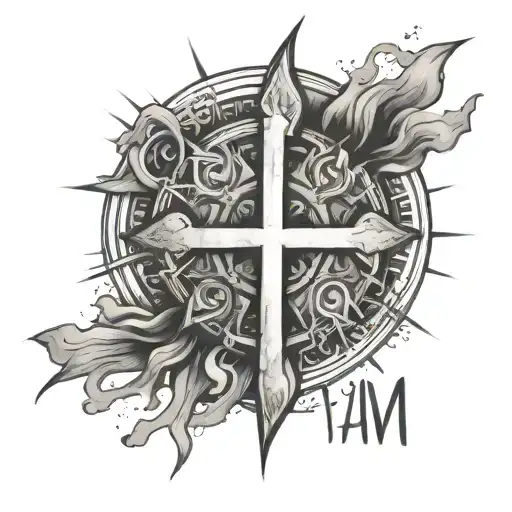 Abstract Representation Of 'I Am Who I Am' With A Subtle Cross In The Background