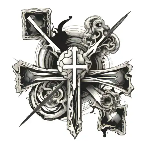 Abstract Representation Of 'I Am Who I Am' With A Subtle Cross In The Background