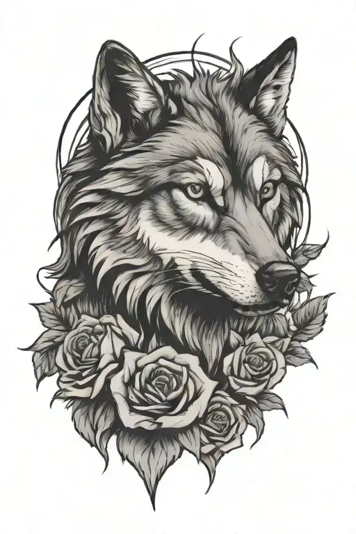 Aggressive Wolf And Roses