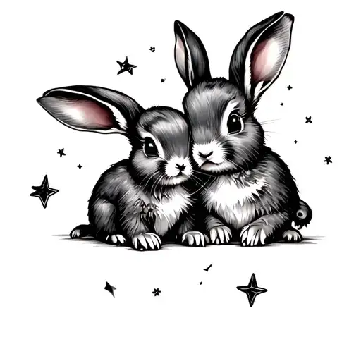 Baby Bunny And Baby In Star System