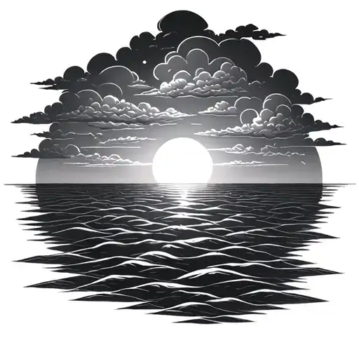 Sunset With Clouds Floating