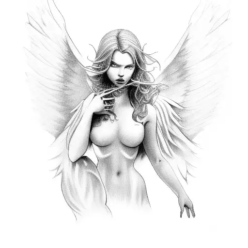 Angel With Storm In Background