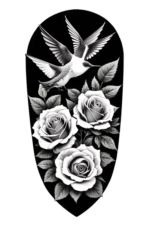 Remembrance Sleeve Of Loved Ones Named Ethan And Hunter With Roses And One Hummingbird