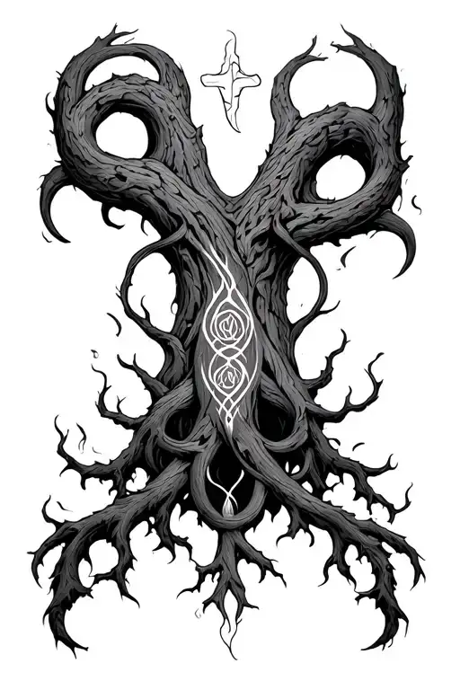 Yggdrasil With Viking Runes Intertwined