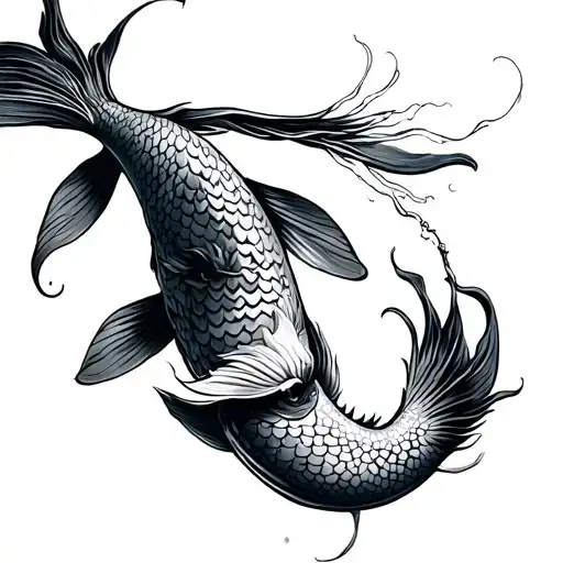 Koi Fish Swimming Dragon Leg Sleeve