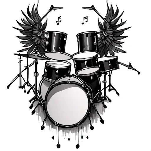 Music Based Sleeve Tattoo With Drums