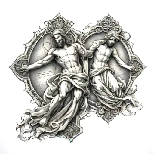 Crucifixion And Virgin Mary