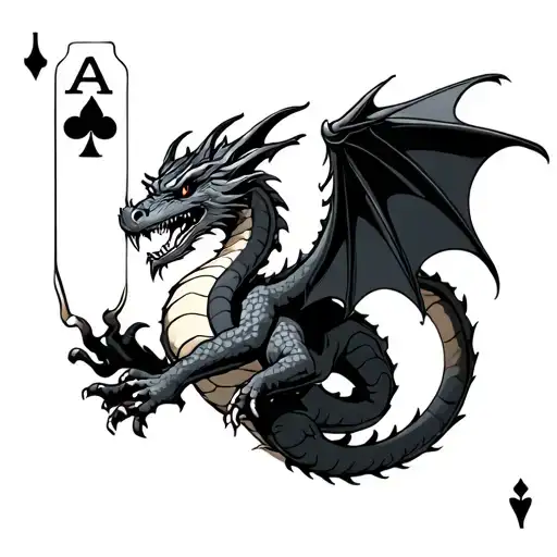 Dragon Holding An Ace