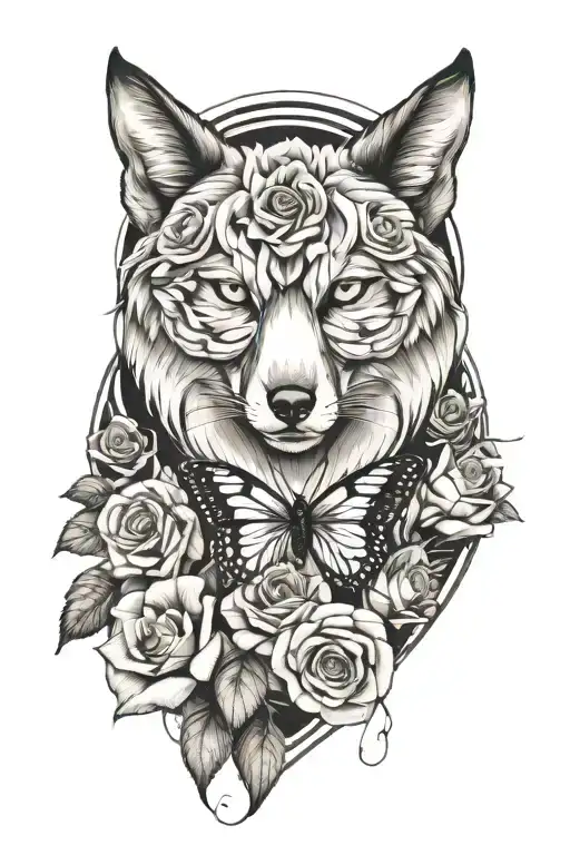Butterfly Wolves And Roses