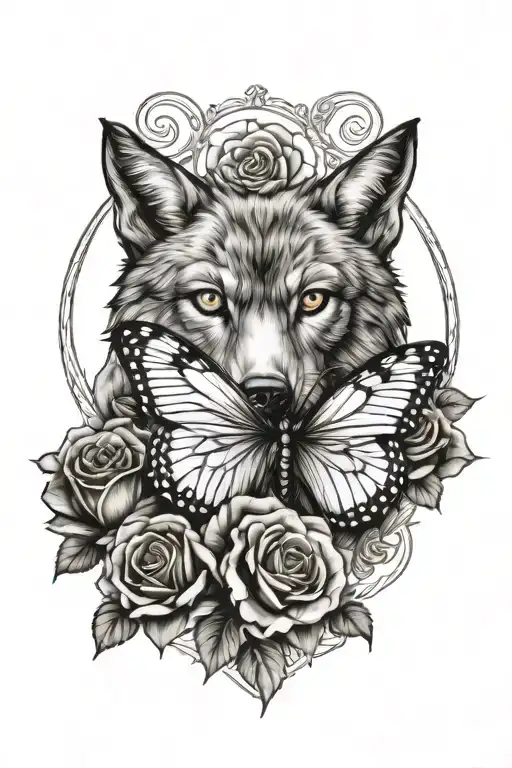 Butterfly Wolves Roses