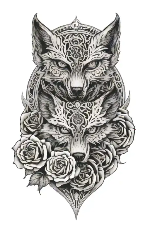 Butterfly Wolves Roses Hidden Skulls