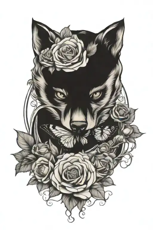 Butterfly Wolves Roses Hidden Skulls