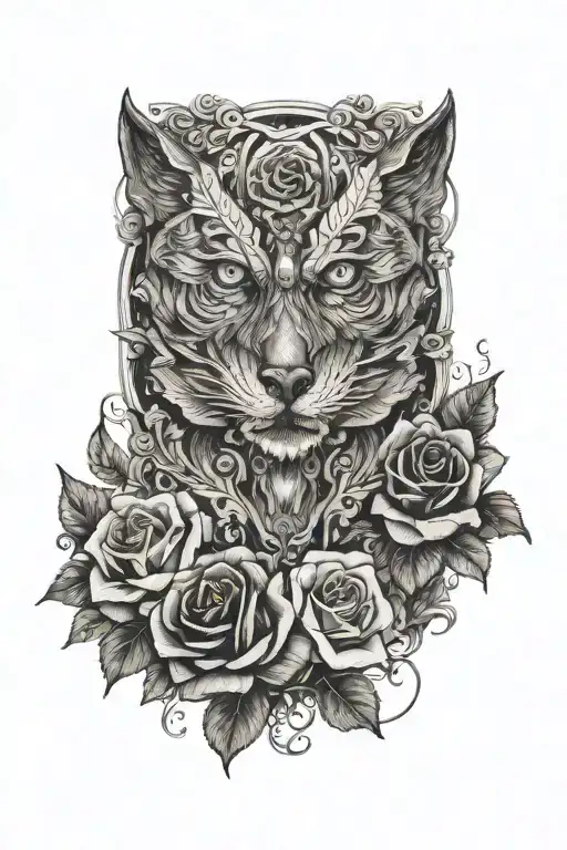 Butterfly Wolves Roses Hidden Skulls