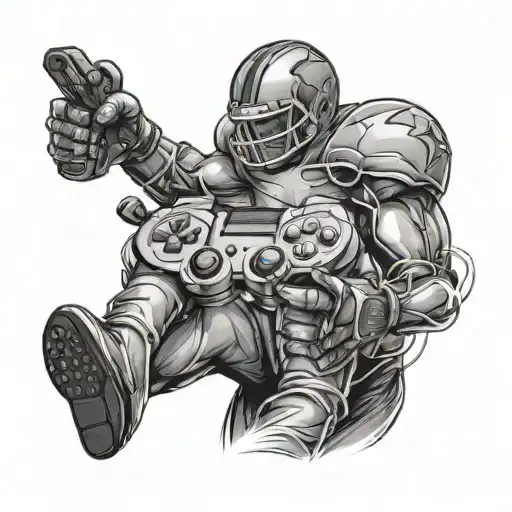 A Football Player With Gaming Controller Tattoos On Their Arms