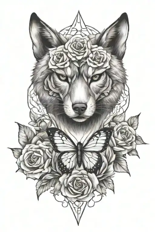 Butterfly Wolves Roses Hidden Skulls