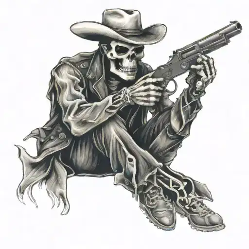 Skeleton Cowboy Changing The Magazine Of His Gun