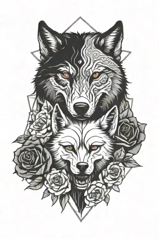 Wolves Roses Skulls