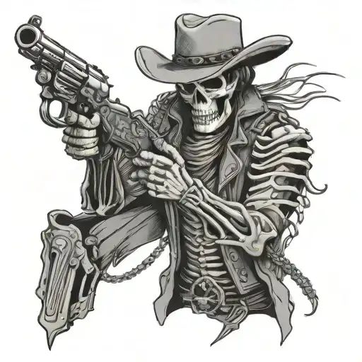 Skeleton Cowboy Gets Shot While Changing His Gun