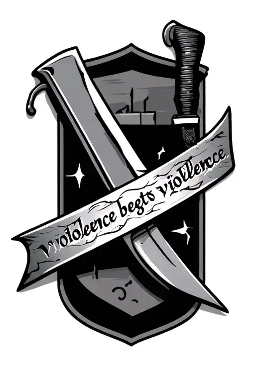 Broken Knife With Text 'Violence Begets Violence'