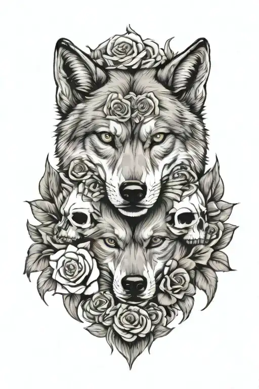 Wolves Roses Skulls