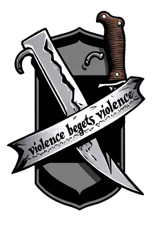 Broken Knife With Text 'Violence Begets Violence'