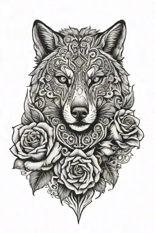 Wolves Roses Skulls