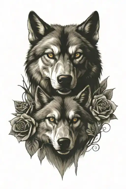 Wolves Roses Skulls