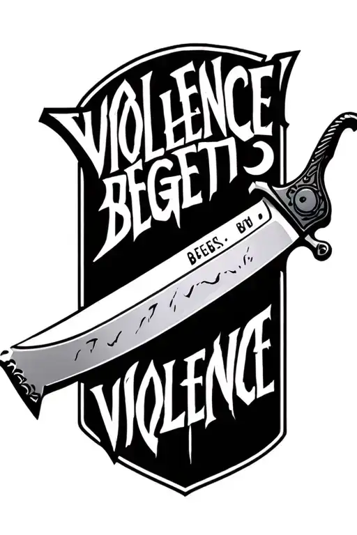 Broken Knife With Text 'Violence Begets Violence'