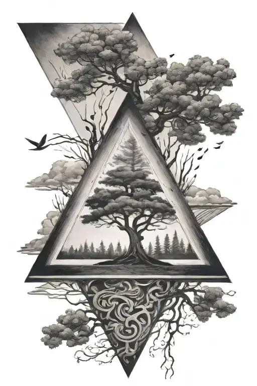 Upside Down Triangle With A Tree