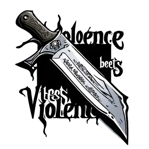 Broken Knife With The Text 'Violence Begets Violence'