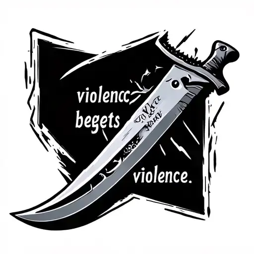 Broken Knife With The Text 'Violence Begets Violence'