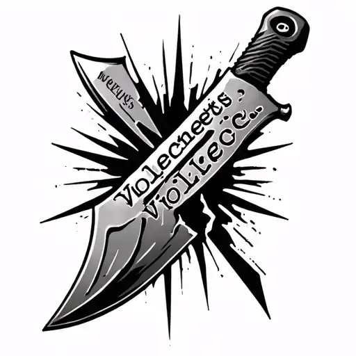 Broken Knife With The Text 'Violence Begets Violence'