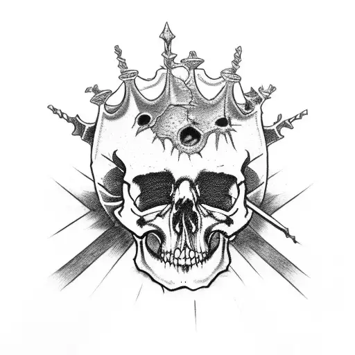 Decaying Human Skull With Thorn Crown