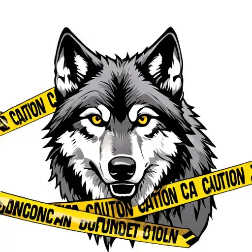 Wolf With Caution Tape