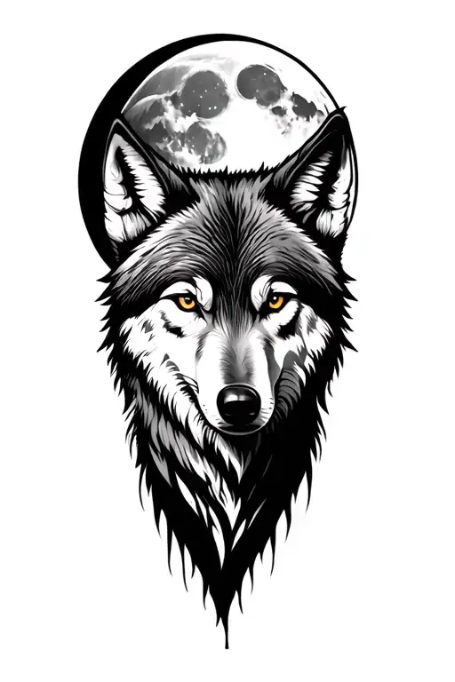 Wolf And Full Moon