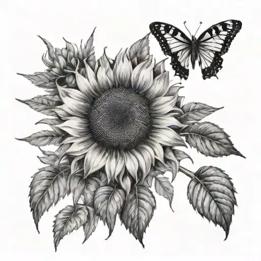 A Sunflower Field With Hidden Butterfly Silhouettes