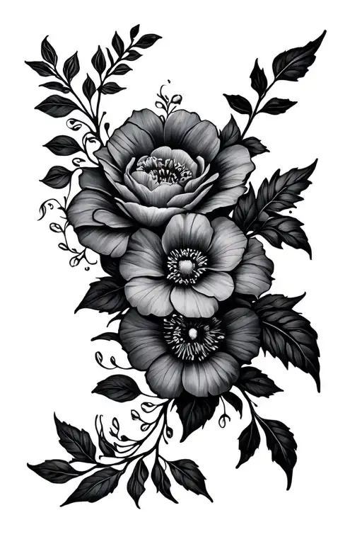 Long Floral Piece For Whole Leg