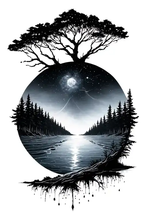 Dark Forest Dark Sky Transitioning From Space To Ocean